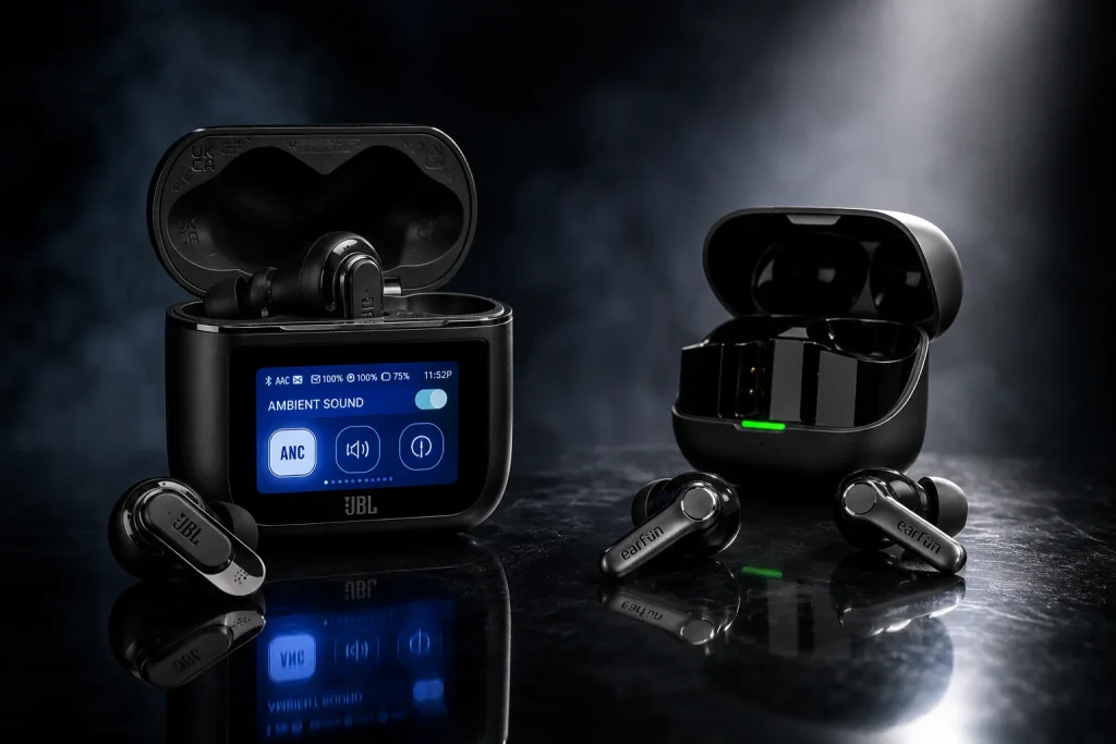 JBL Tour Pro 3 vs EarFun Air Pro 4: Real Audiophile Test 6 jbl tour pro 3 vs earfun air pro 4, jbl tour pro 3 vs earfun air pro 4 review, jbl tour pro 3 comparison, earfun air pro 4 review, best wireless earbuds 2026, budget vs flagship earbuds, premium true wireless earbuds, jbl touchscreen case, earfun snapdragon sound, wireless audio transmitter case, anc earbuds comparison, high-res audio ldac, aptx adaptive earbuds, comfortable gym earbuds, travel earbuds review
