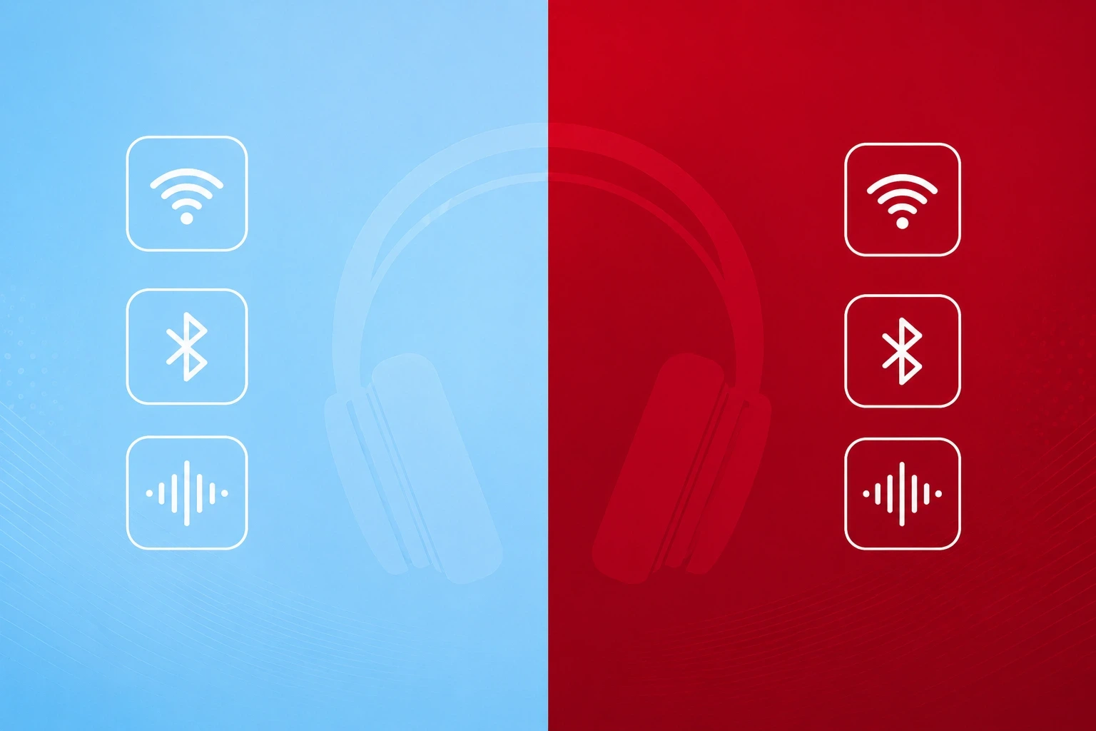 Technical Bluetooth connectivity and audio codec comparison background template for headphones. 1