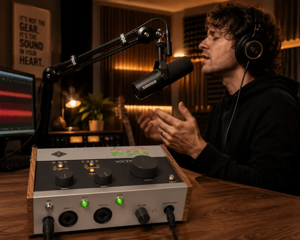Universal Audio Volt 276 vs Focusrite Scarlett 2i2, Volt 276 vs Scarlett 2i2 4th Gen, best budget audio interface, desktop audio interface comparison, USB-C audio interfaces, home studio audio interface, UA Volt 276 vs Scarlett 2i2 4th Gen, budget interfaces under $300, 1176 compression audio interface, Auto Gain audio interface, Focusrite Scarlett 2i2 4th Gen review, Universal Audio Volt 276 review, audio interface for podcasters, vocal recording audio interface, Scarlett 2i2 vs Volt 276 comparison