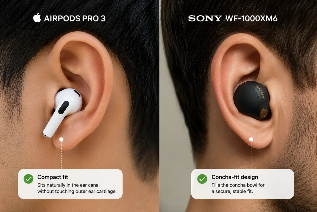 Apple AirPods Pro 3 vs Sony WF-1000XM6, AirPods Pro 3 vs WF-1000XM6, Sony WF-1000XM6 vs AirPods Pro 3, best premium wireless earbuds 2026, AirPods Pro 3 vs Sony XM6, best noise cancelling earbuds 2026,Apple AirPods Pro 3 review, AirPods Pro 3 features, AirPods Pro 3 heart rate sensor, AirPods Pro 3 IP57 rating, AirPods Pro 3 fitness tracking, Apple H2 chip earbuds,Sony WF-1000XM6 review, Sony WF-1000XM6 LDAC support, Sony WF-1000XM6 32-bit audio, Sony Sound Connect EQ settings, Sony XM6 active noise cancellation, best earbuds for Android audiophiles