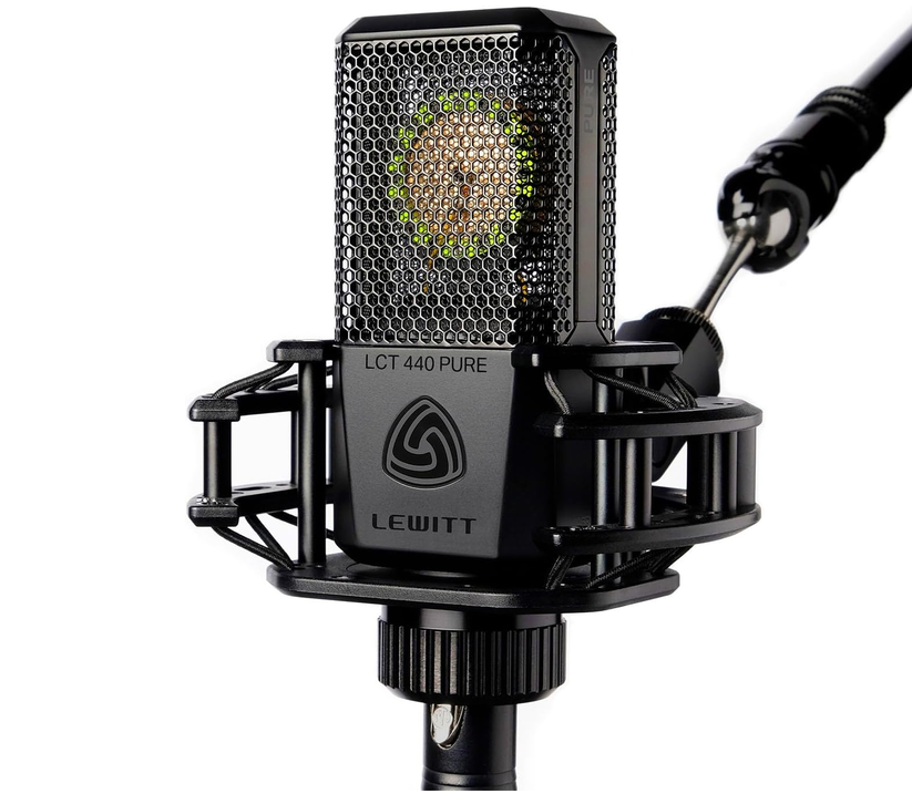 Lewitt LCT 440 PURE condenser microphone with its capsule visible behind the grille