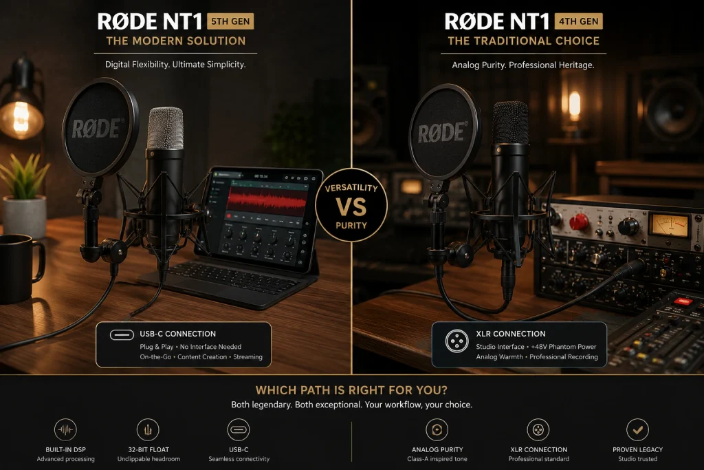 Modern and traditional microphone setups for recording with the RØDE NT1 5th Generation and 4th Generation