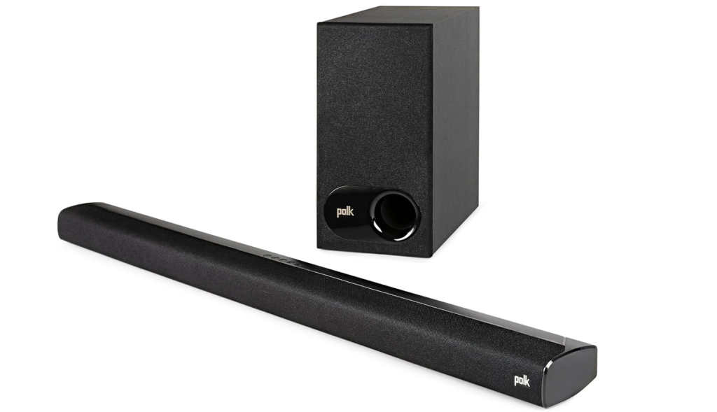 Polk Audio Signa S2 soundbar with its separate wireless subwoofer