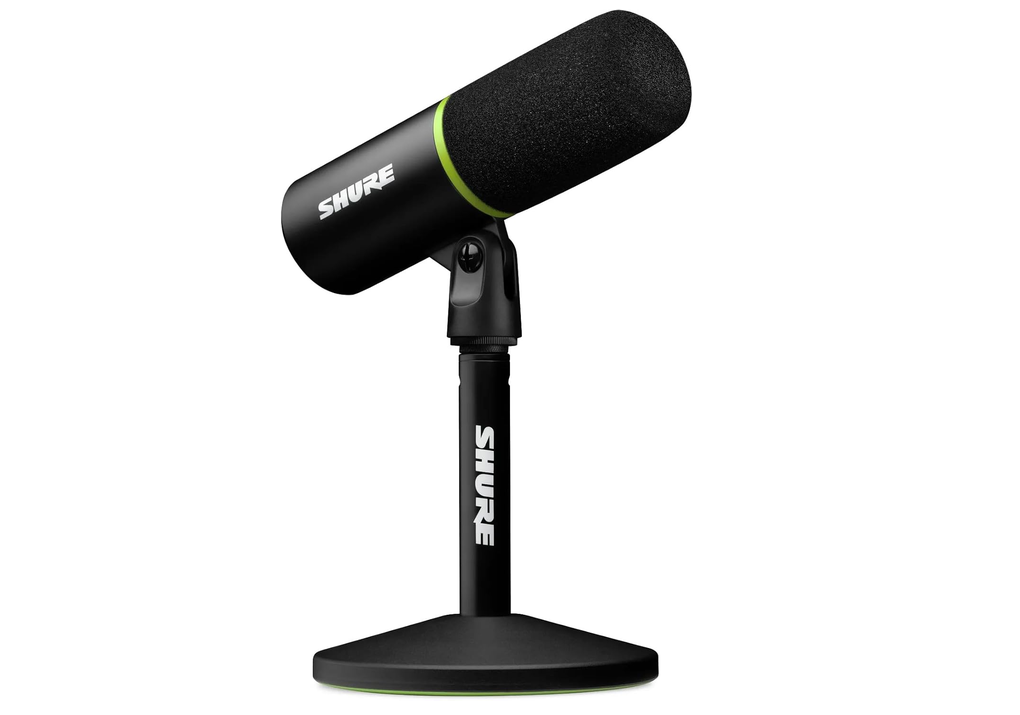 Shure MV6 USB gaming microphone on its desk stand