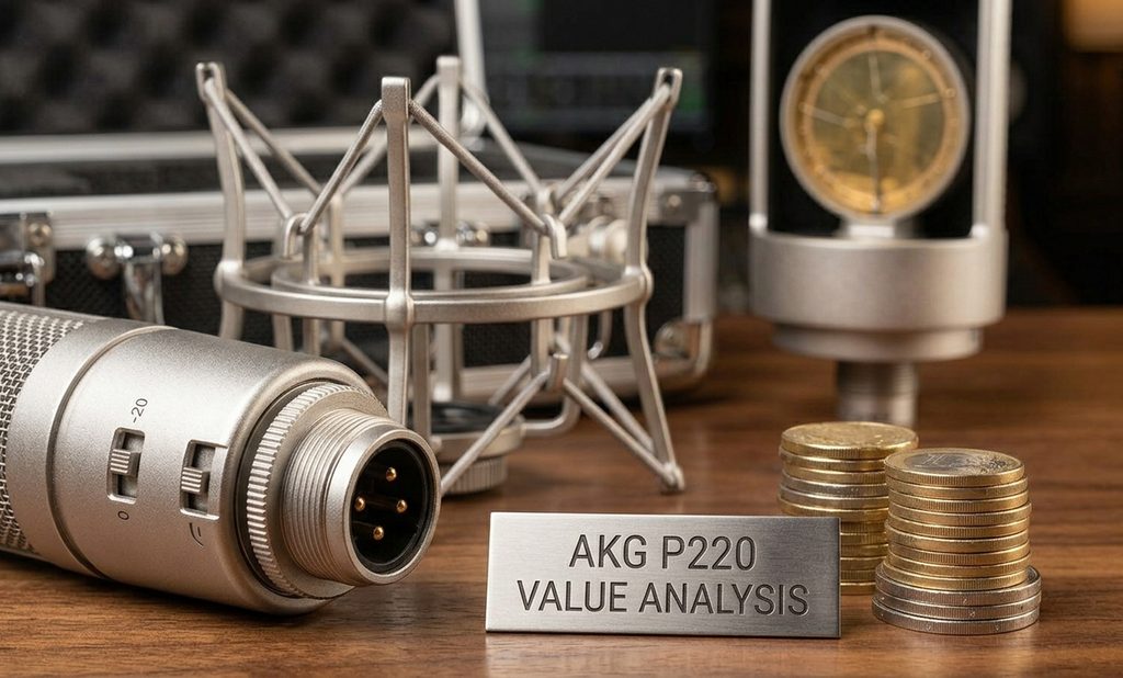 AKG P220 with its flight case and included accessories